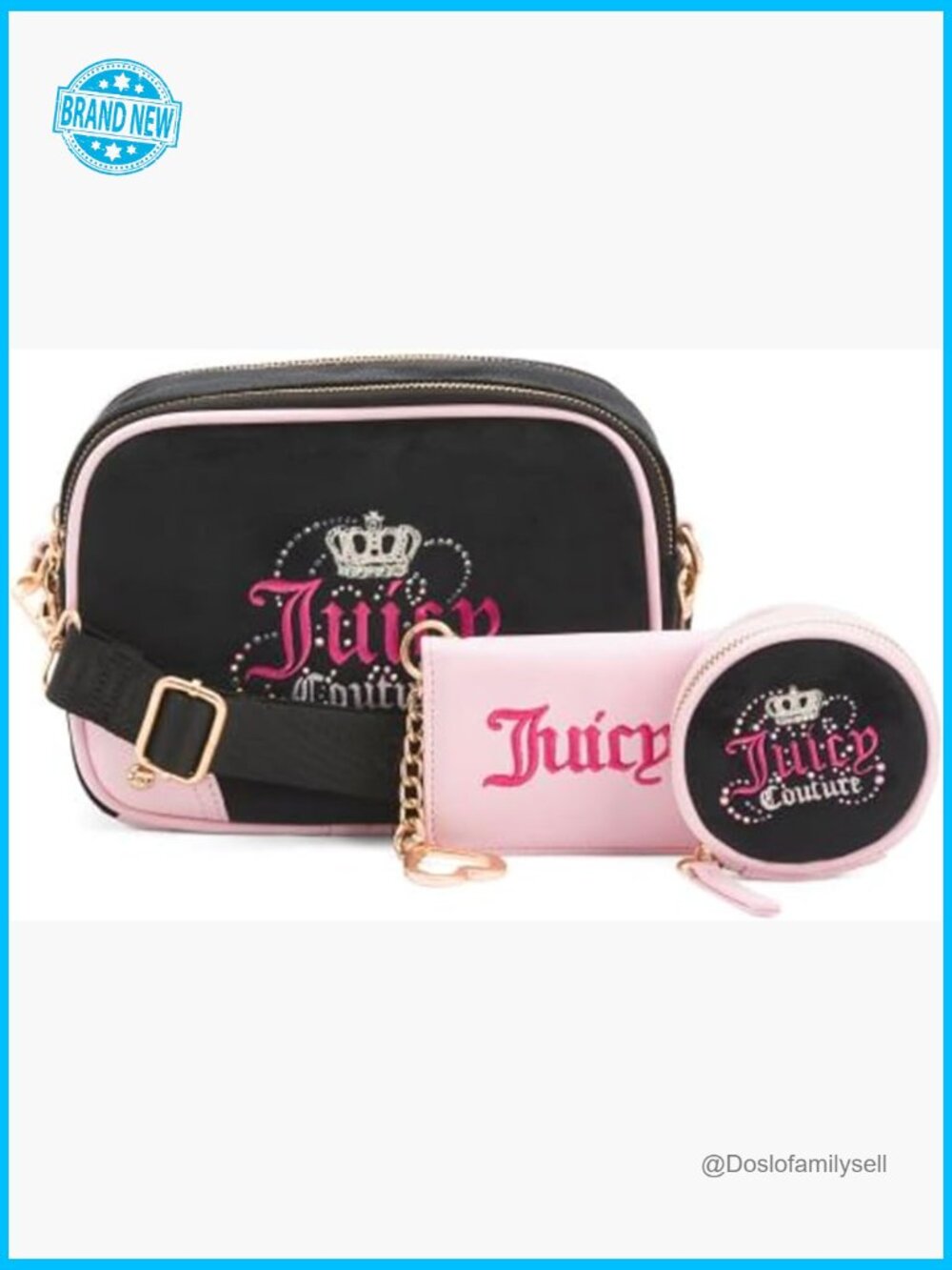 Velour Camera Bag Set Crossbody Y2K Chic Adjustable Strap Gift Ready